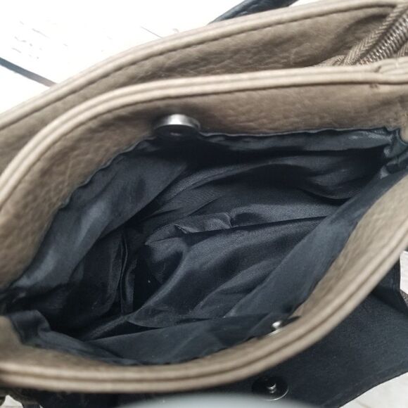 Faux Leather Dark Tan. Crossbody Bag. - Picture 6 of 11